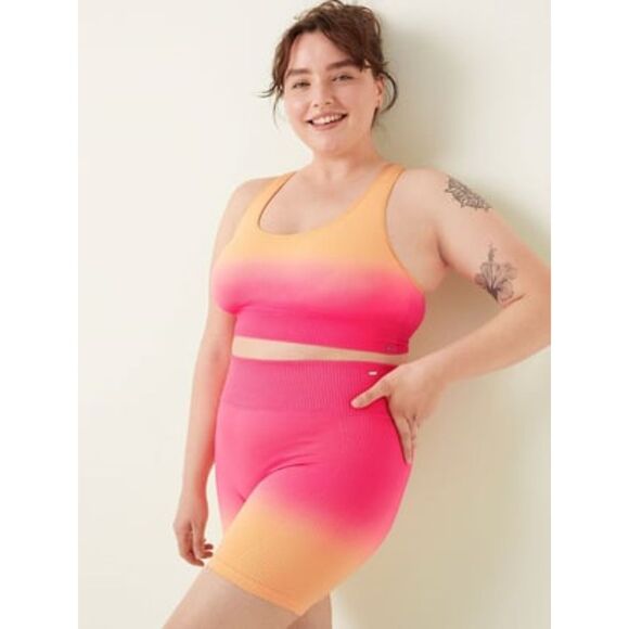 PINK Victoria's Secret Other - Victoria's Secret Pink Active XL Neon Princess x Peach Sports Bra & Bike Shorts